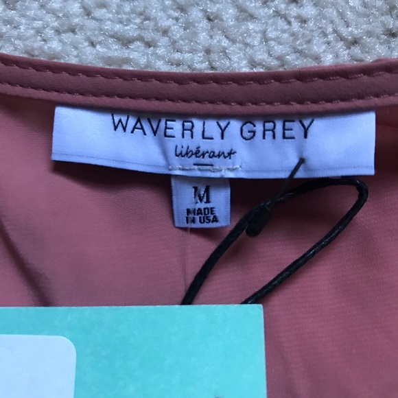 Waverly Grey Lace Up Bell Sleeve Blouse Easter Top - Picture 3 of 4